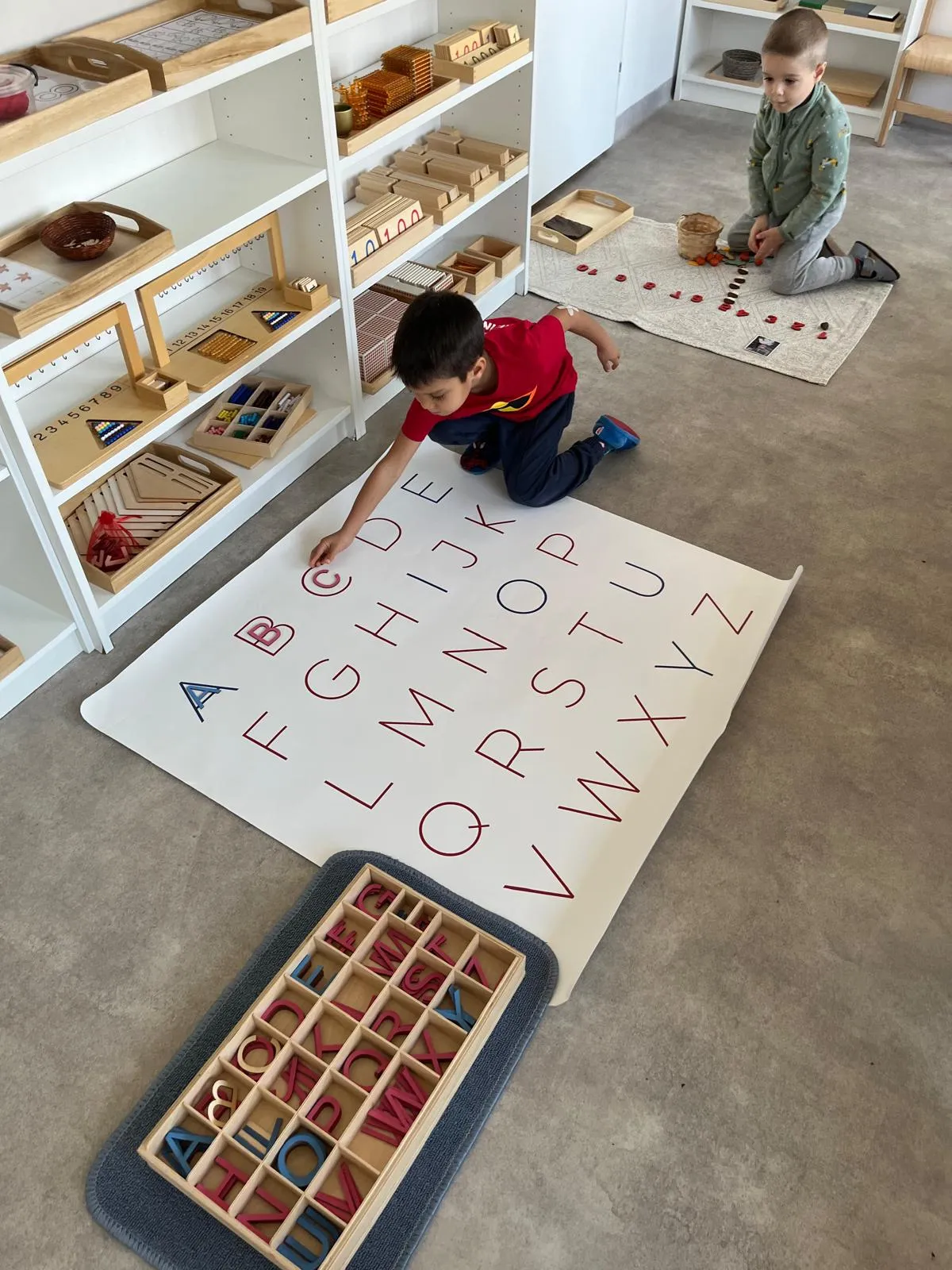 Montessori aktivita — pracovný kobereček